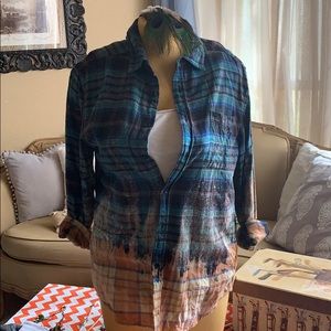 Upcycled-Bleach- dip Flannel